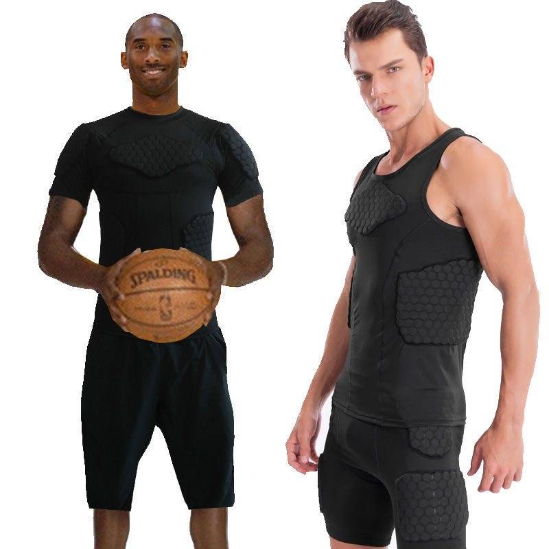 Pro honeycomb -shaped anti -collision jacket short -sleeved pads tights basketball protective vest shorts football armor jacket