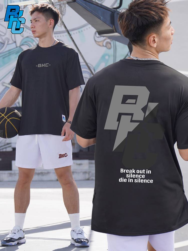 Broken Broken Gradient Basketball Short Sleeve Men's Summer Loose and breathable American Training Server T -shirt Basketball Speed Dry