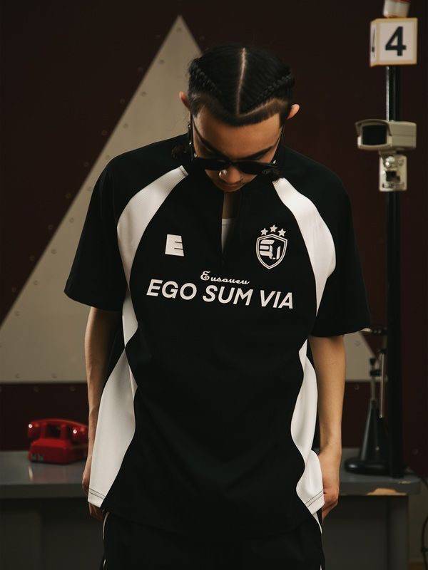 American retro stitching football T -shirt men's tide brand hiphop ice hockey clothing short -sleeved heavy pound couple half -sleeved