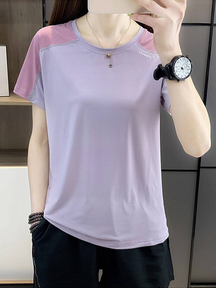 sports short-sleeve women's sprinting training for ice-skinned-t-shirt-blowing guy