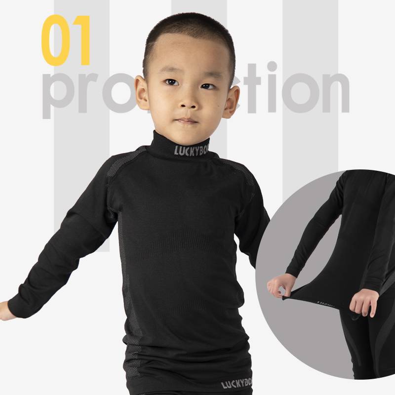 Luckyboo ski -skiing -dry clothes children's set long -sleeved boys girl sports tight body jacket, sweat, autumn and winter ice hockey