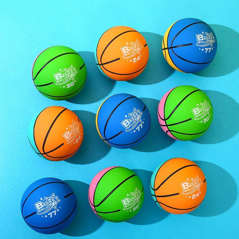 Children's silent basketball toy patting elastic leather ball children's indoor training sponge football rainbow shot