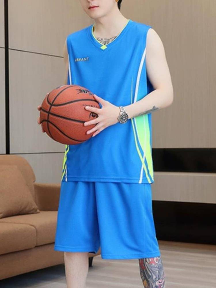 Genuine Jordan Basketball Clothing Set Male Custom Young Leisure Sports Summer Bingshi Large size vest shorts transparent
