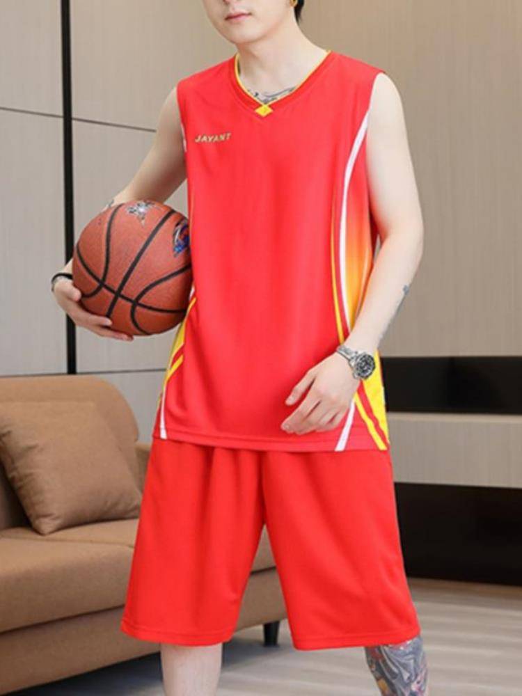 Genuine Jordan Basketball Clothing Set Male Custom Young Leisure Sports Summer Bingshi Large size vest shorts transparent