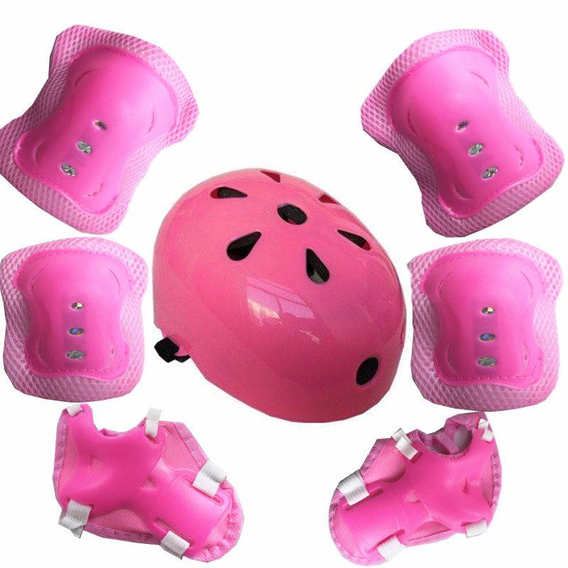 Pink protective gear+helmet 7 -piece packing accessories