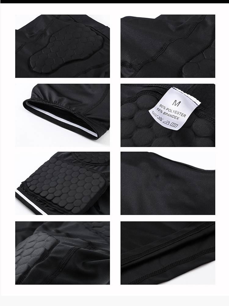 Pro honeycomb -like anti -collision jacket in the pad, short -sleeved tights basketball protective vest shorts, football armor jacket