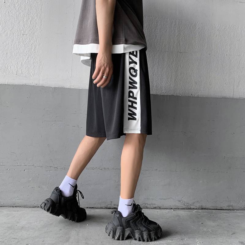 Basketball pants men's shorts in summer wearing loose big pants ice silk thin penta pants ins Tide brand beach pants