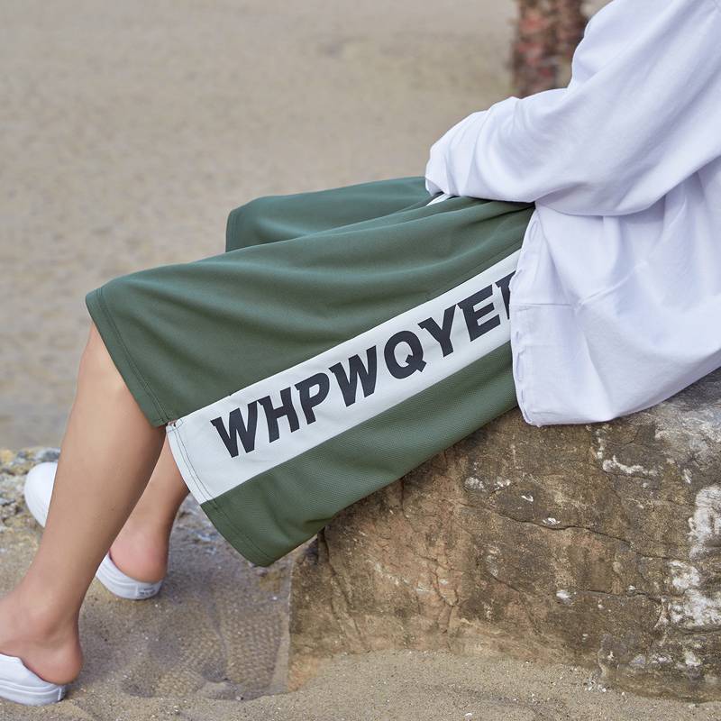 Basketball pants men's shorts in summer wearing loose big pants ice silk thin penta pants ins Tide brand beach pants