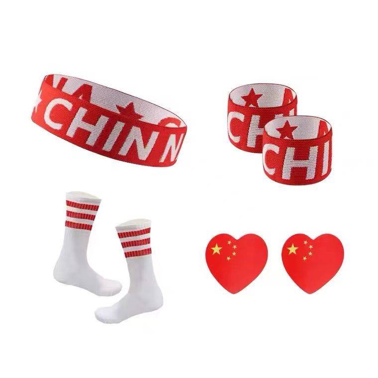 Red Chian hair with wrist care+red border socks