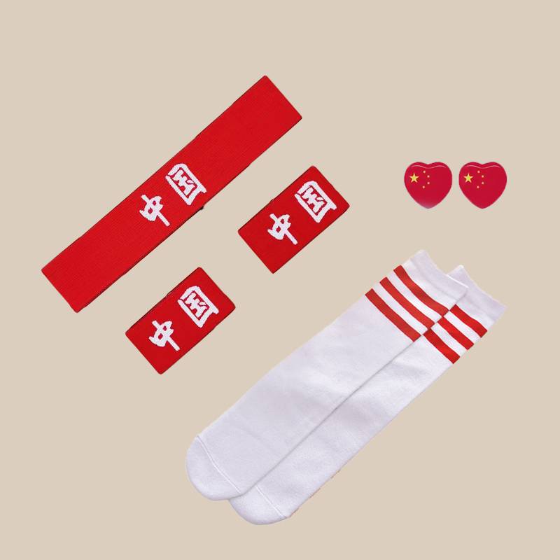 Bai Zi Chinese West Wood Band+Red Border Sox