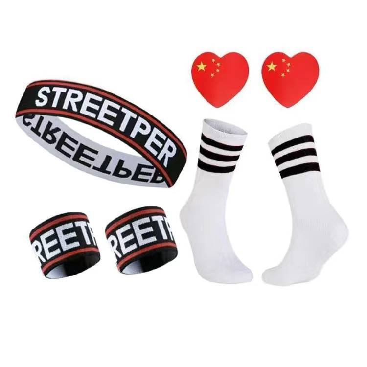 Stree hair with wrist+black border socks