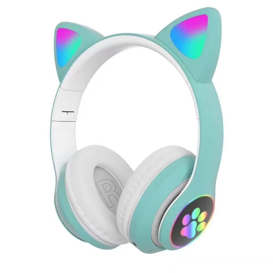 Green cat ear electronic headset