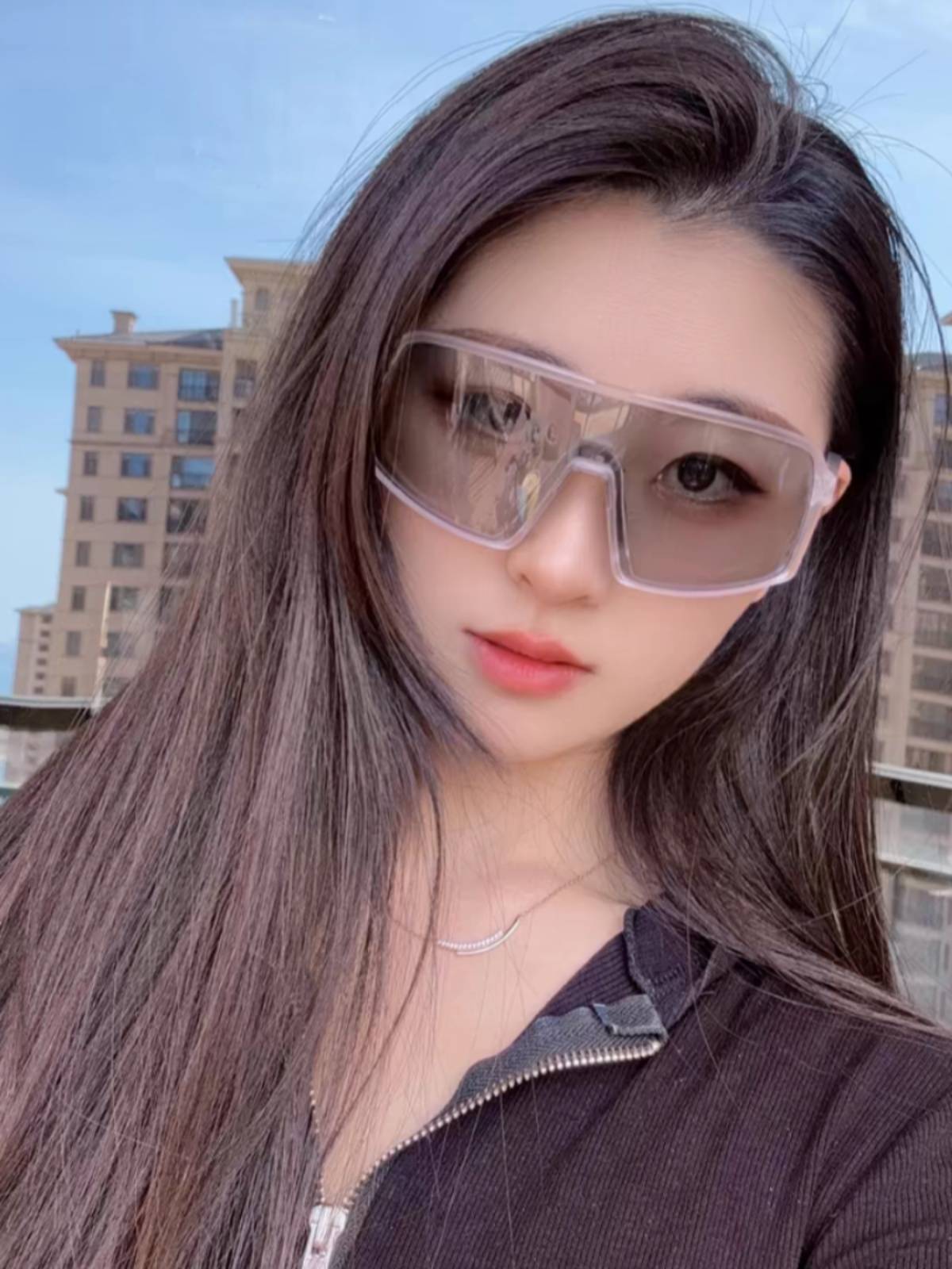 Outdoor cycling Sports transparent color -changing large box conjoined eye mirror day and night bicycle dust polarized glasses