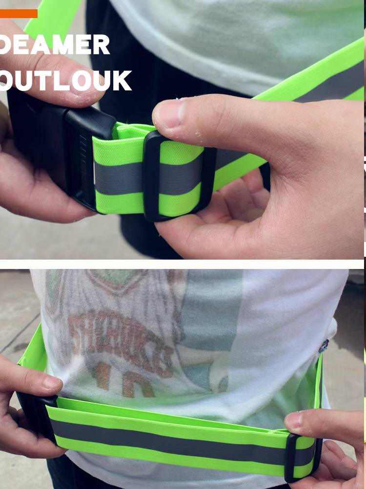 Elastic reflective hand ring waist loop reflective vest safety car construction night use fluorescent vest reflection ride