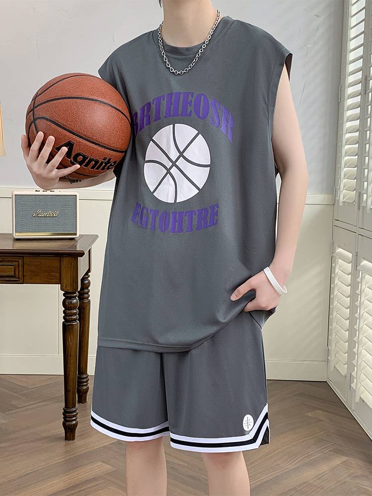 youth summer ice jacket t-shirts for boys aged 12-15 years in junior high school, 13-year-olds in a basketball suit