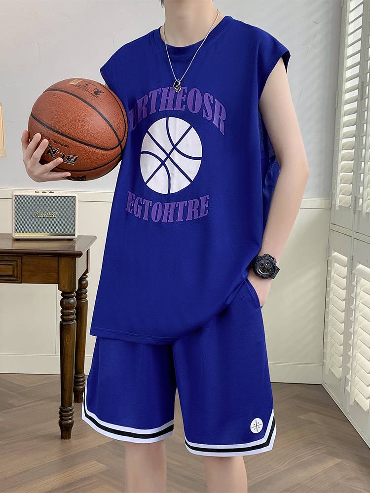 youth summer ice jacket t-shirts for boys aged 12-15 years in junior high school, 13-year-olds in a basketball suit