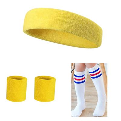 Children's basketball striped socks sports wrist protection letters head scarf head wearing long socks 61 six -one performance performance head jewelry