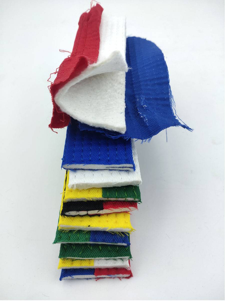 Taekwondo embroidered the belts, sewn the thongs, and promoted to be known as a martial arts adult