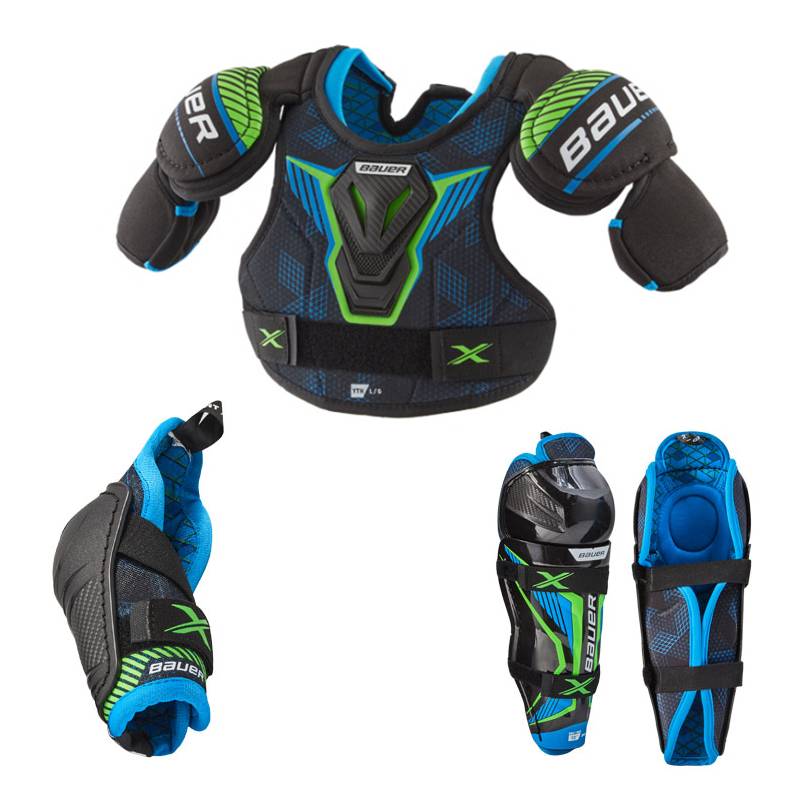 21 years bauer/Ball X Children's ice hockey protective Ball protective legs and elbow, knee pad equipment set