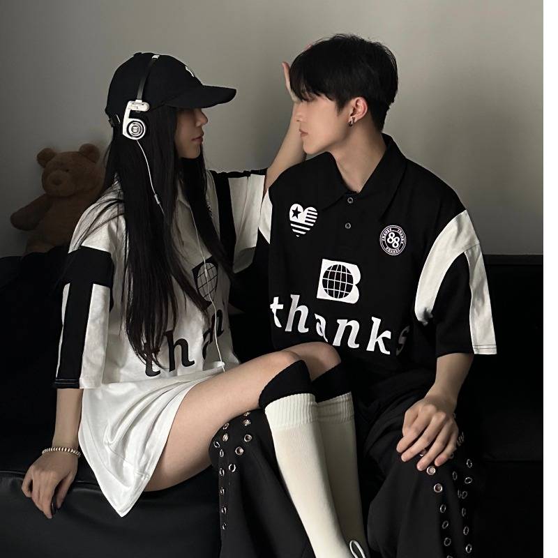 American ice hockey clothing POLO shirt short -sleeved men's summer VIBE high street handsome couple T -shirt tide sports half -sleeved