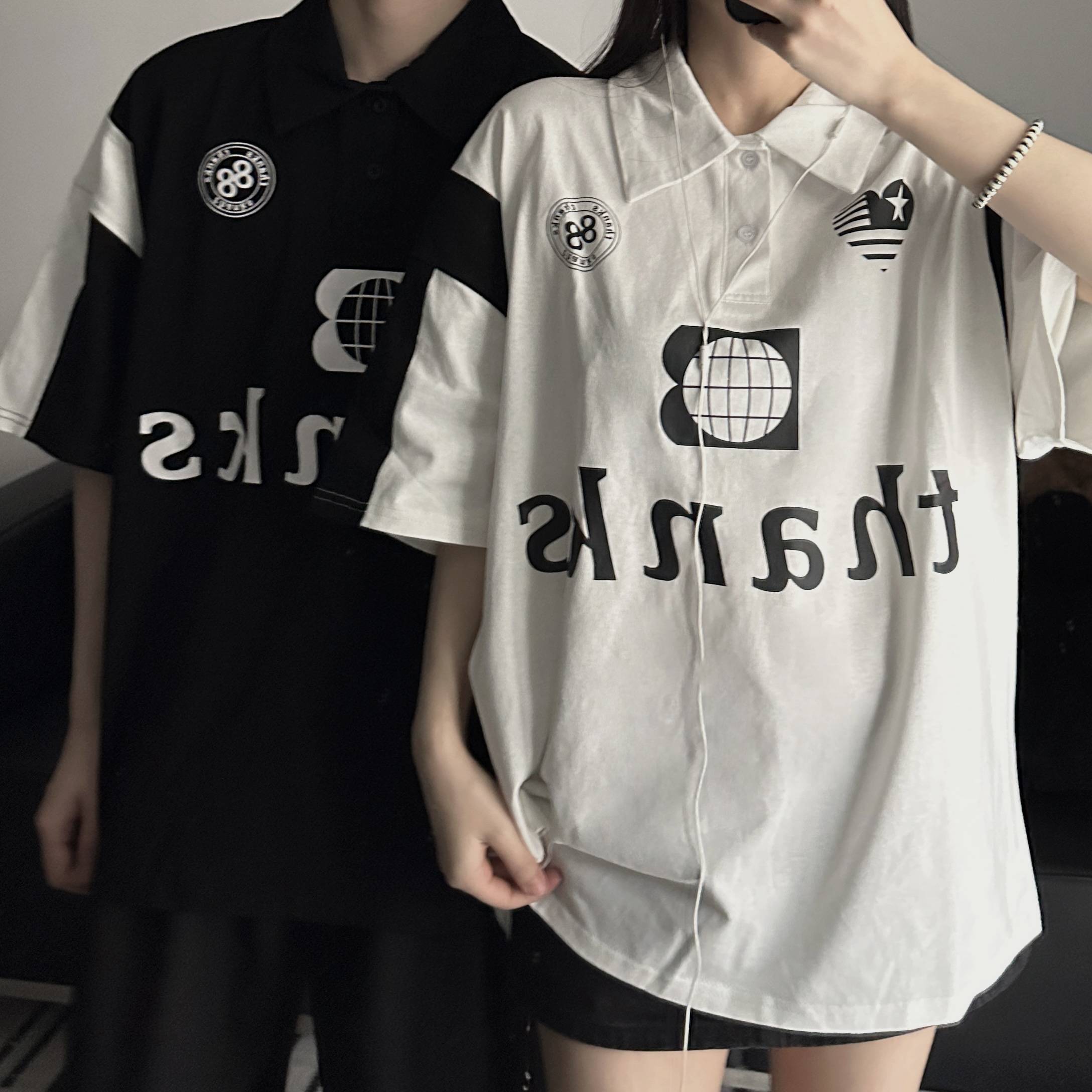 American ice hockey clothing POLO shirt short -sleeved men's summer VIBE high street handsome couple T -shirt tide sports half -sleeved
