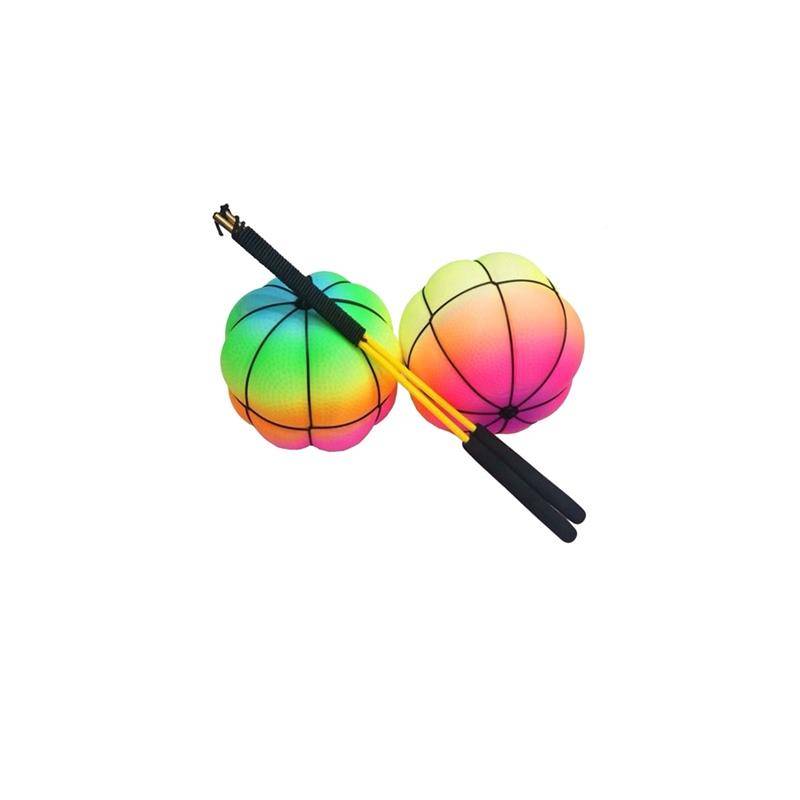 Colorful throwing ball toy adult exercise elastic kindergarten leather balls, rainbow pumpkin ball children's fitness shooting ball
