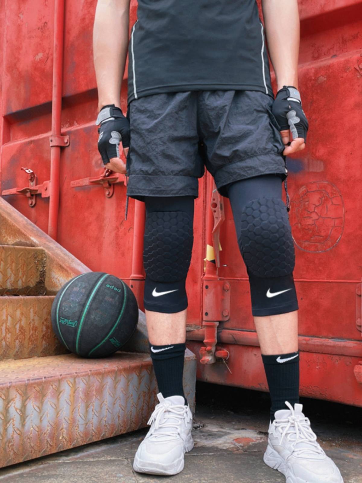 Nike Nike Basketball knee pad honeycomb anti -collision cover covers male and female professional equipment riding legs and children's short protective gear