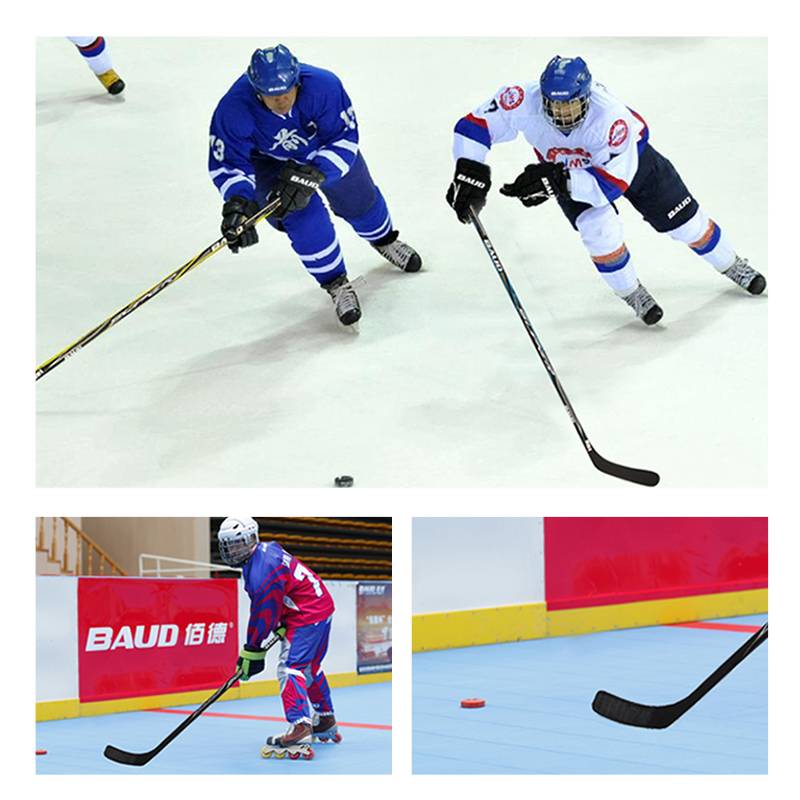 A first-school roller skater pole for a grown-up, land-based hockey-boy