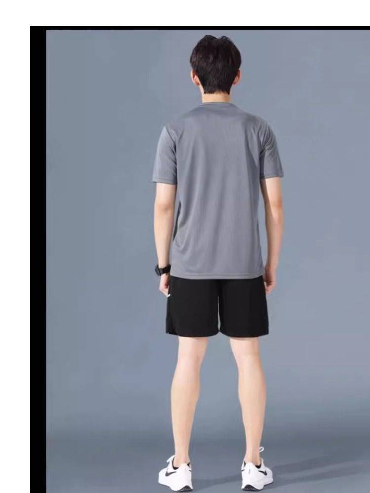 Sportssuits, men running short sleeves, iced-wires, summer-dry-baskets, hairy gym shorts