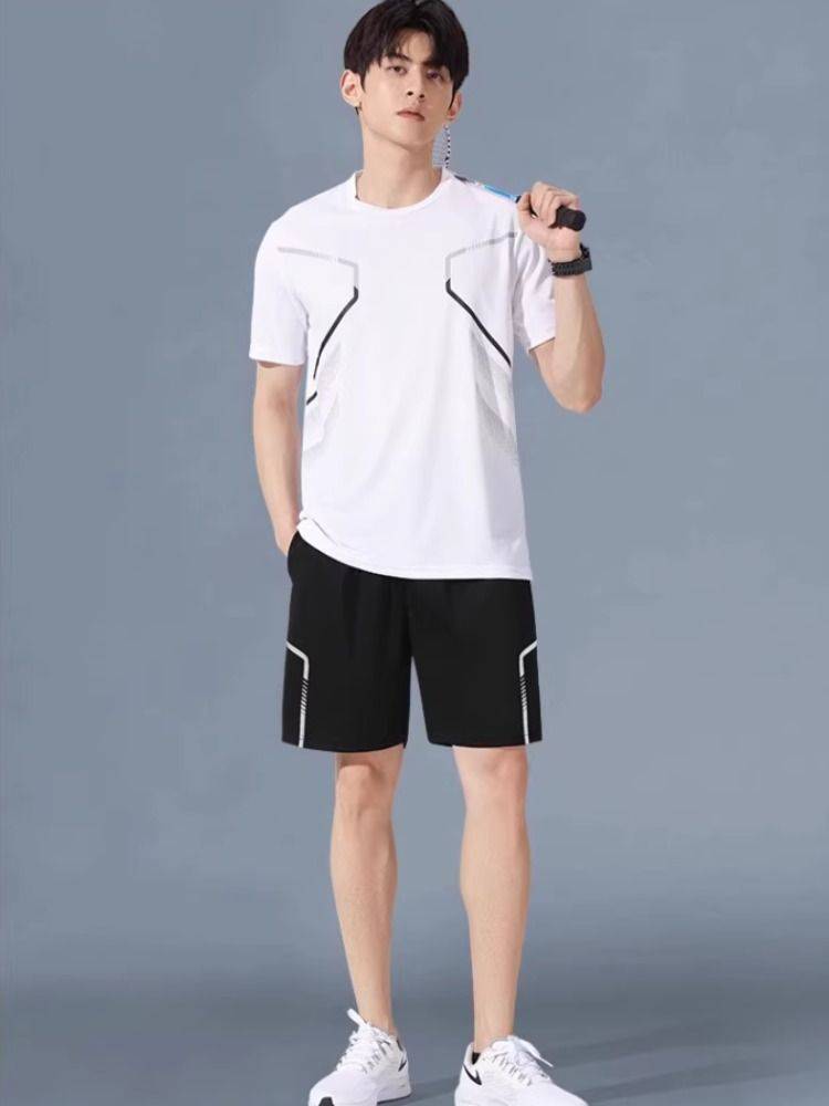Sportssuits, men running short sleeves, iced-wires, summer-dry-baskets, hairy gym shorts