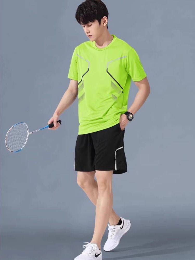 Sportssuits, men running short sleeves, iced-wires, summer-dry-baskets, hairy gym shorts
