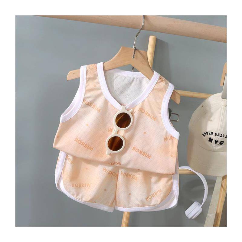 Balabala children's summer vest shorts set men's and women's sleeveless net eye ice silk speed dry sports basketball