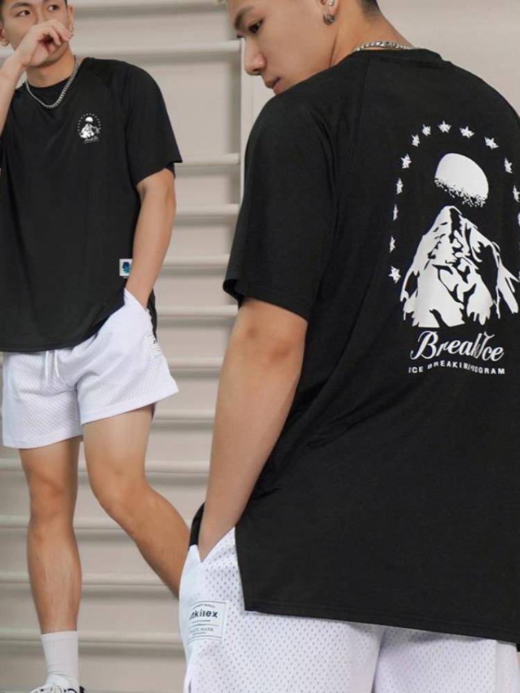 Genuine Jordan Barbing Bar Motors Short -sleeved Basketball American Sports T -shirt Men's Summer Speed dry ice silk breathable training