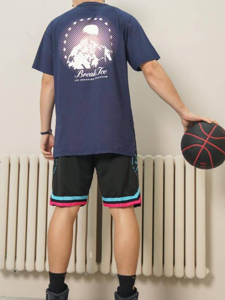Genuine Jordan Barbing Bar Motors Short -sleeved Basketball American Sports T -shirt Men's Summer Speed dry ice silk breathable training