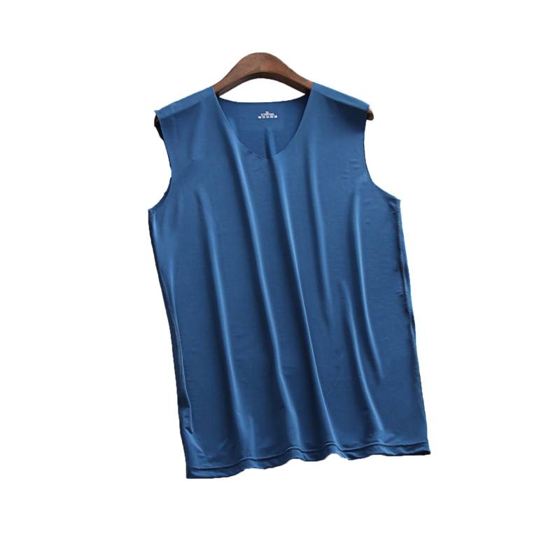 Summer ice silk vest male ice feels sleeveless skirtless skirt -free thin bottom shirt fitness column basketball shoulders