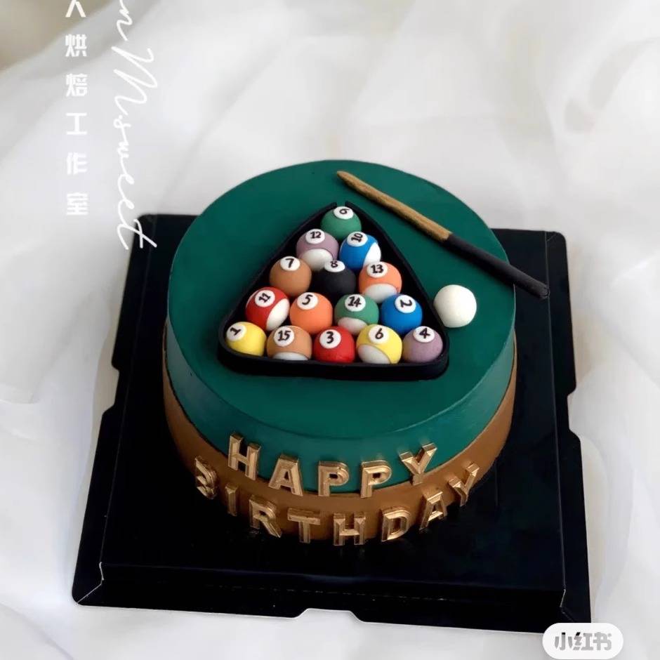 Men's soft pottery tabletop billiard birthday cake dressing a shot of Qingtai boy Slock baking ornament