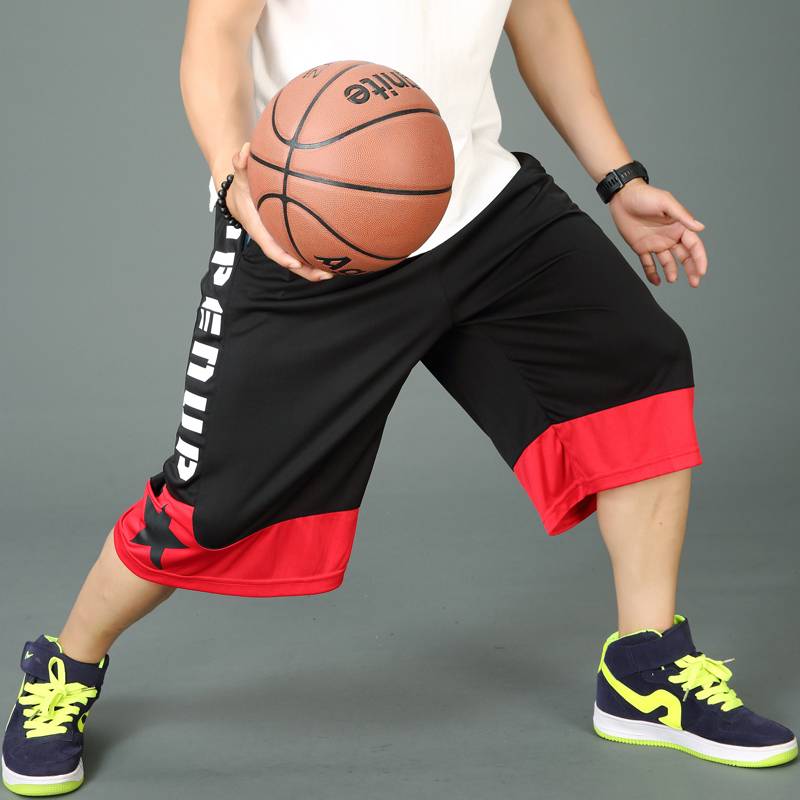 Tide brand large size men's ice silk pants summer thin basketball pants sports cropped pants men's loose shorts