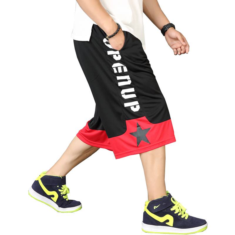 Tide brand large size men's ice silk pants summer thin basketball pants sports cropped pants men's loose shorts