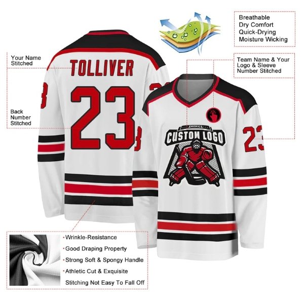 Wholesale Custom Toronto Hockey Jersey High Quality Breathable Mesh Uniform OEM Team Name Top Sublimation Printing Technology
