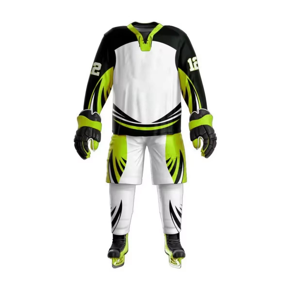 Ice Hockey Uniform Kit 100 Polyester Team Breathable Ice Hockey Set Eam Uniform Sportswear Hockey Jersey Set Uniform