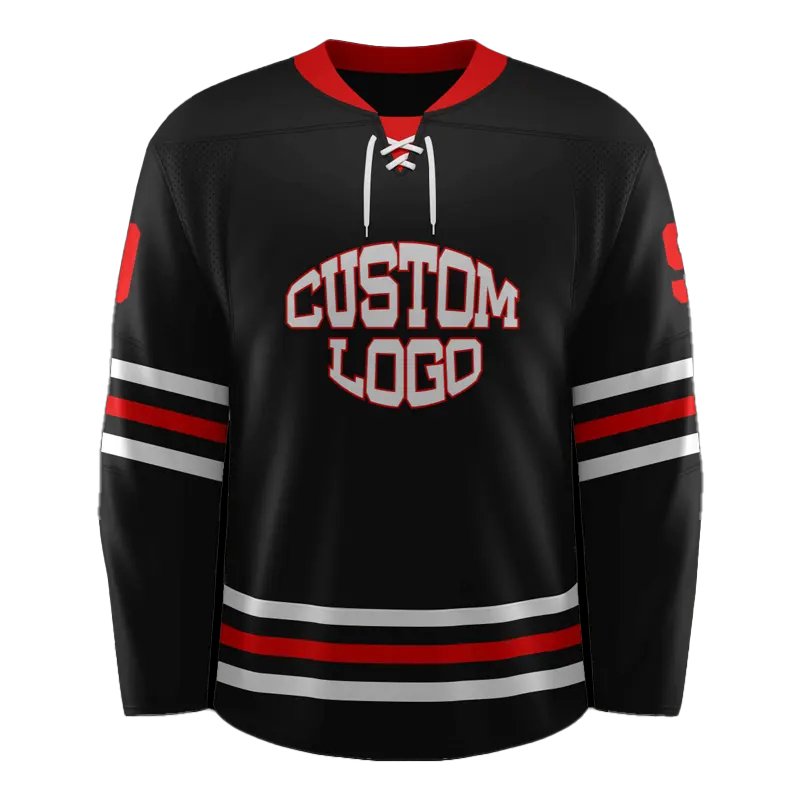 High quality quick dry long sleeve hockey training jersey lace neck ice hockey jersey sublimation fabric roll