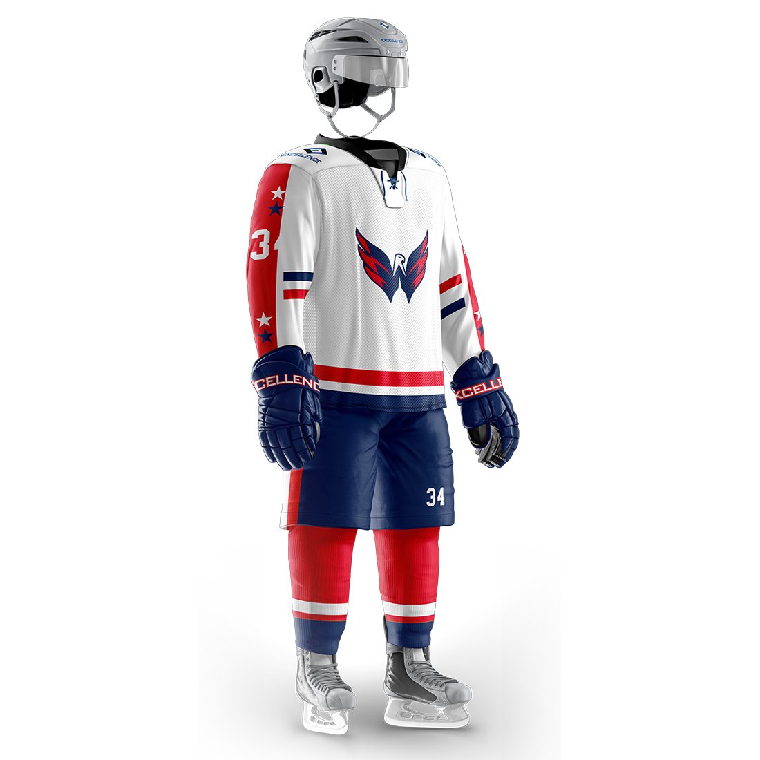 premium quality factory price custom made team hockey uniform wear professional ice hockey jersey pant shell skate guards socks