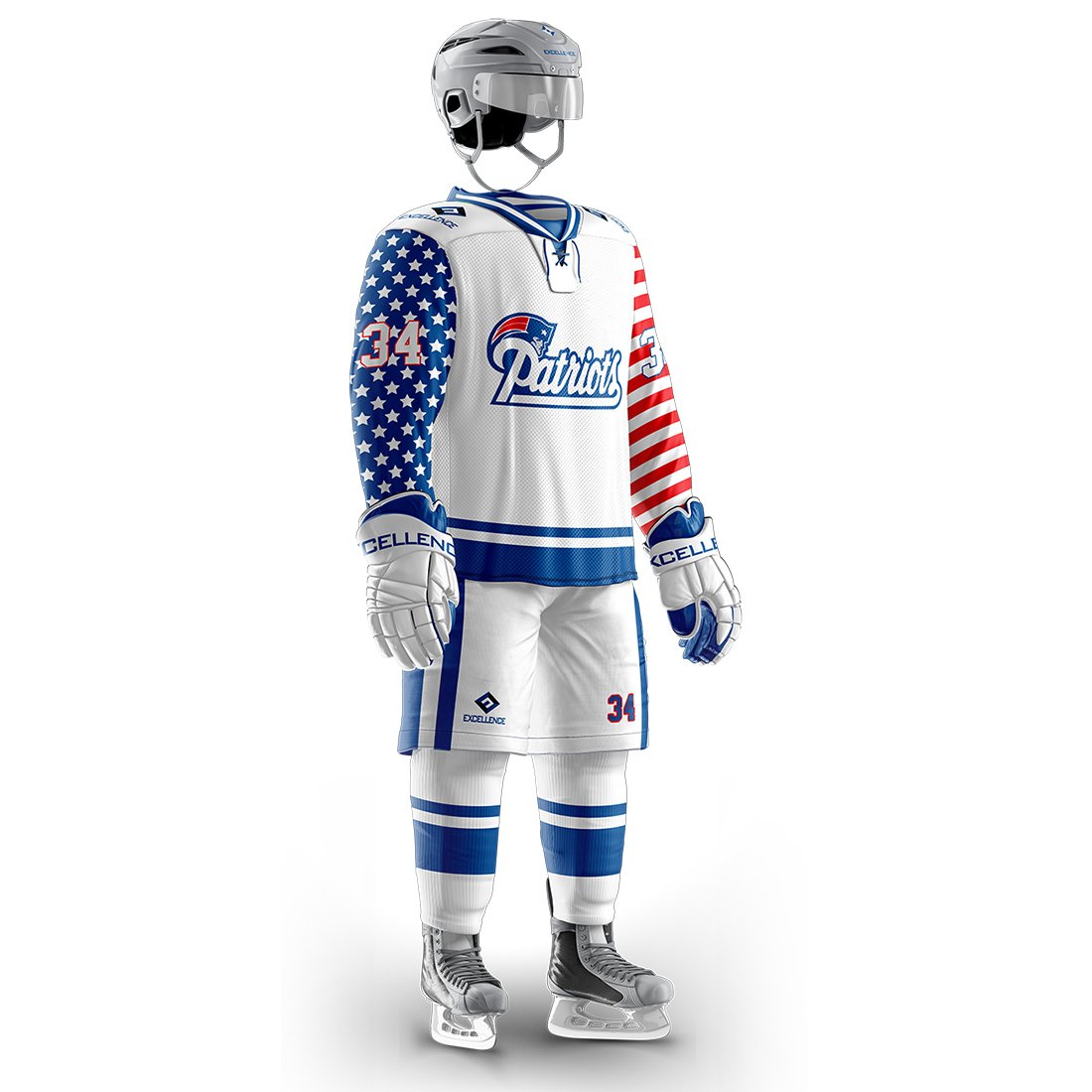 premium quality factory price custom made team hockey uniform wear professional ice hockey jersey pant shell skate guards socks