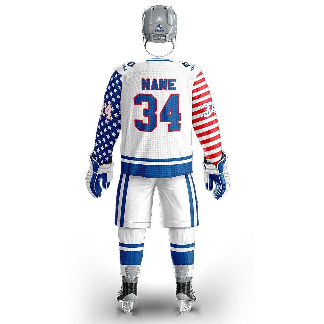 premium quality factory price custom made team hockey uniform wear professional ice hockey jersey pant shell skate guards socks