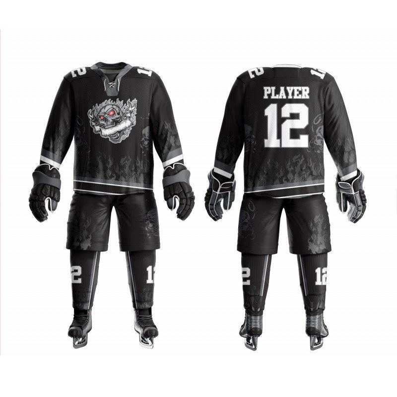 Plus Size Ice Hockey Uniform With Digital Sublimation Full Sleeve Shirts & Shorts For Sale