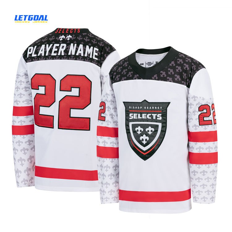 Breathable Long Sleeve Custom Name Number embroidered lace Hockey Jersey