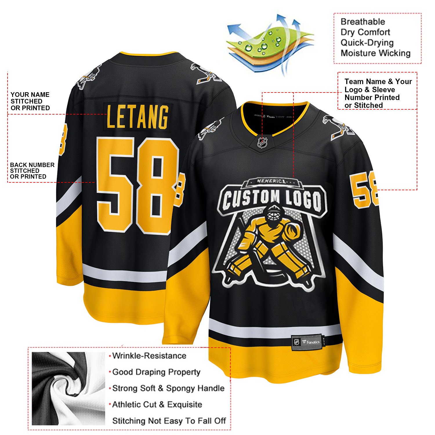 2024 New 3D Print Stitched Retro Hockey Shirt Classics Authentic Hockey Jersey Men's Long Sleeve Ice Hockey Uniform