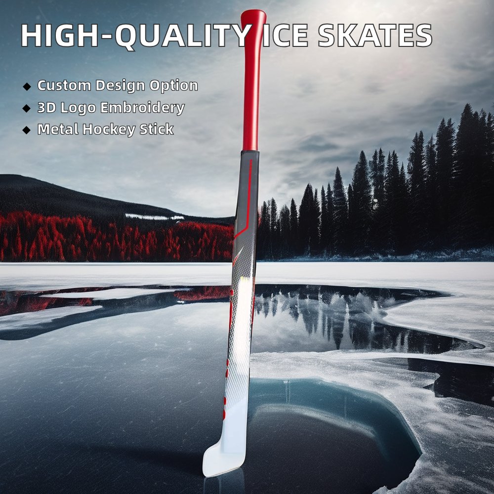 High Quality OEM Customized Carbon Fiber Ice Hockey Skates Winter Sport Skate Shoes for Men Women Kids Black and White Set