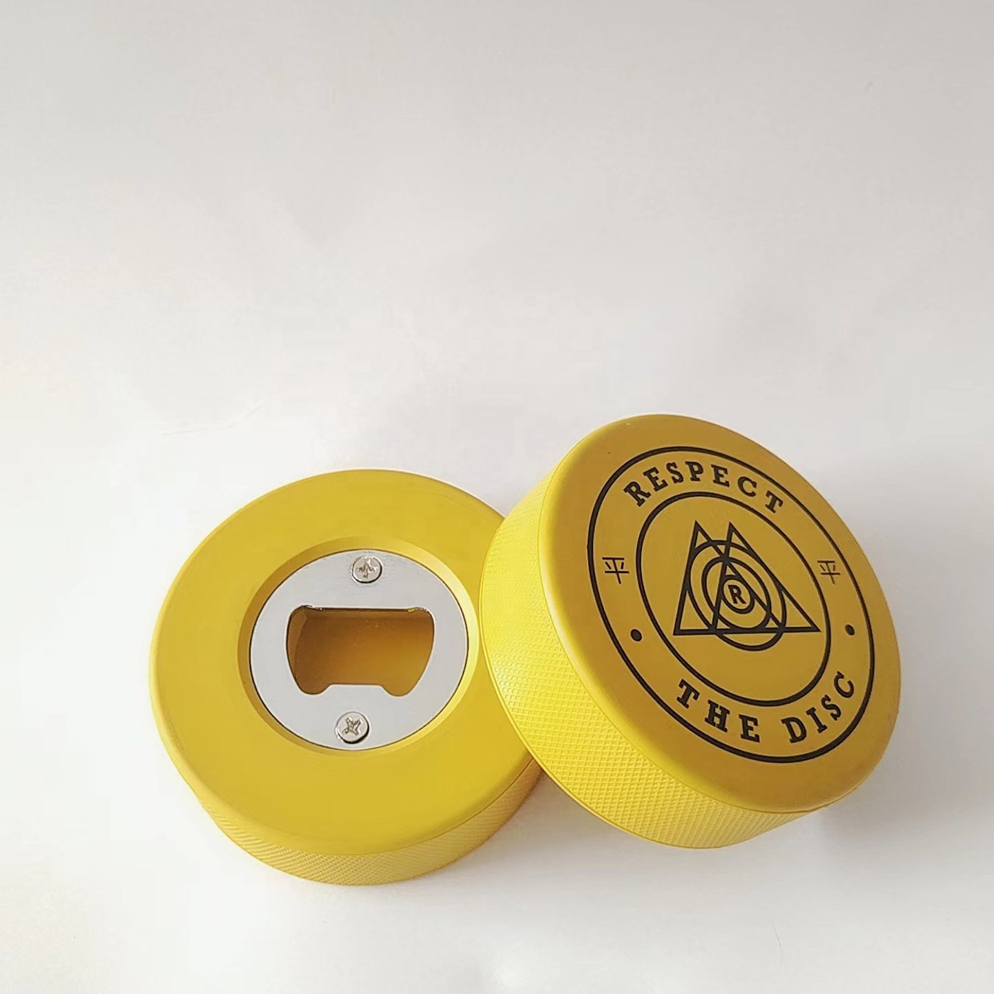 LOW MOQ customized printing ice hockey puck field hockey ball bottle opener wholesale