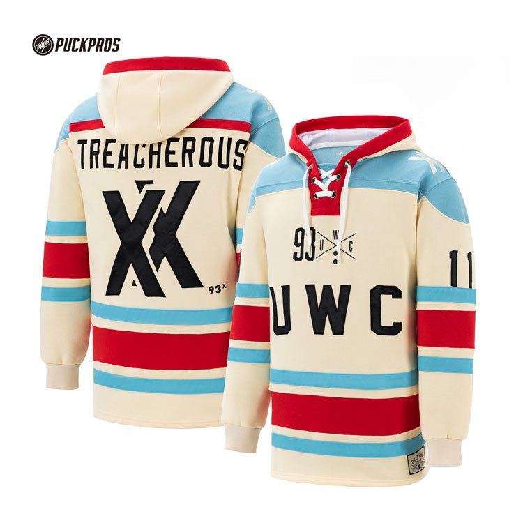 Hockey Jersey Hoodie Stitch Stripes Tackle Twill Team Logo Hockey Jersey Custom Embroidery Uniform for Ice Hockey